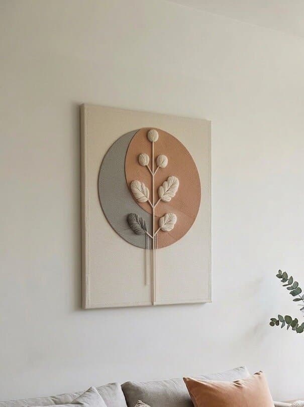 Berry Branch — handmade textured wall art, 14 × 20 inch