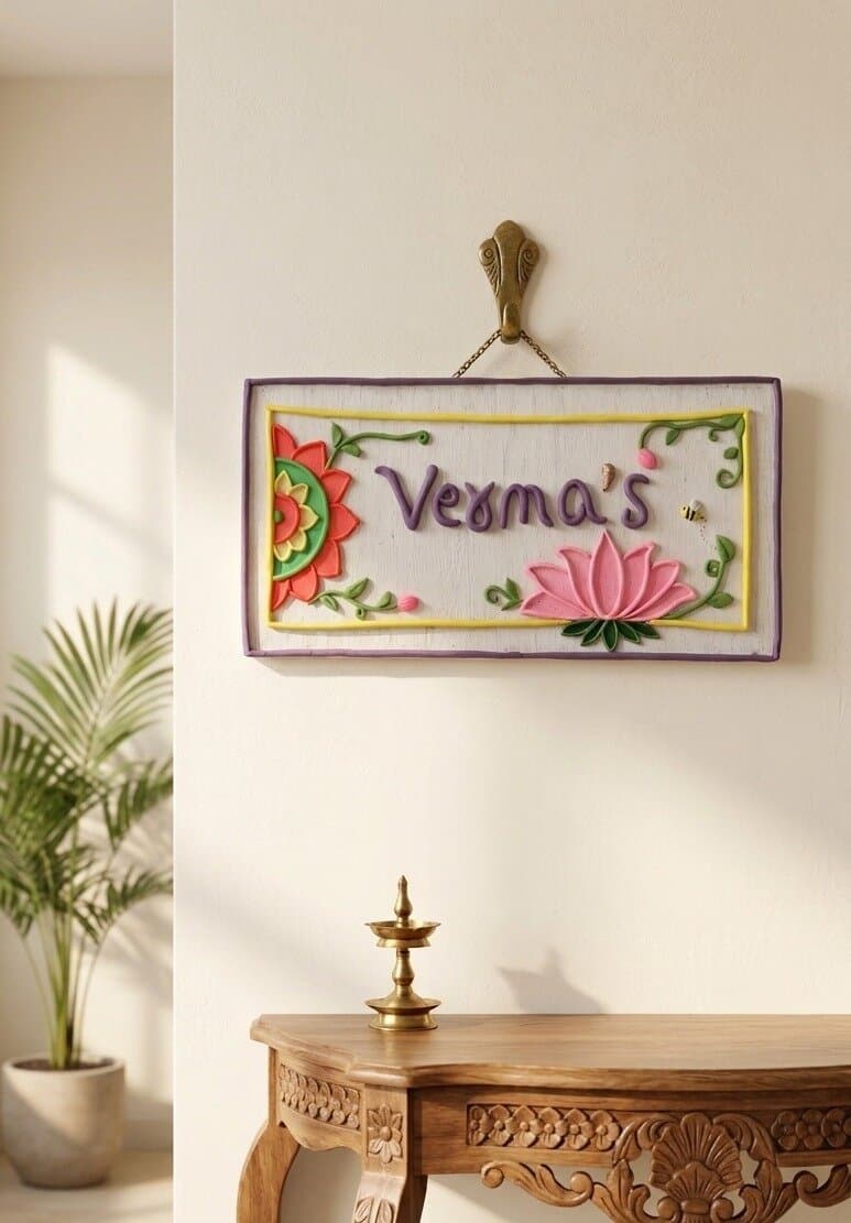Personalised Name Plate — handmade textured wall art, 12 × 6 inch · custom sizes available