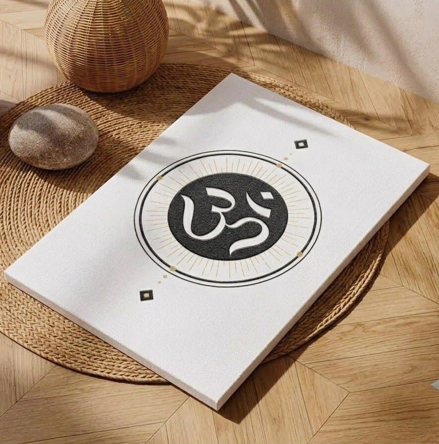 Sacred Om — handmade textured wall art, 12 × 12 inch