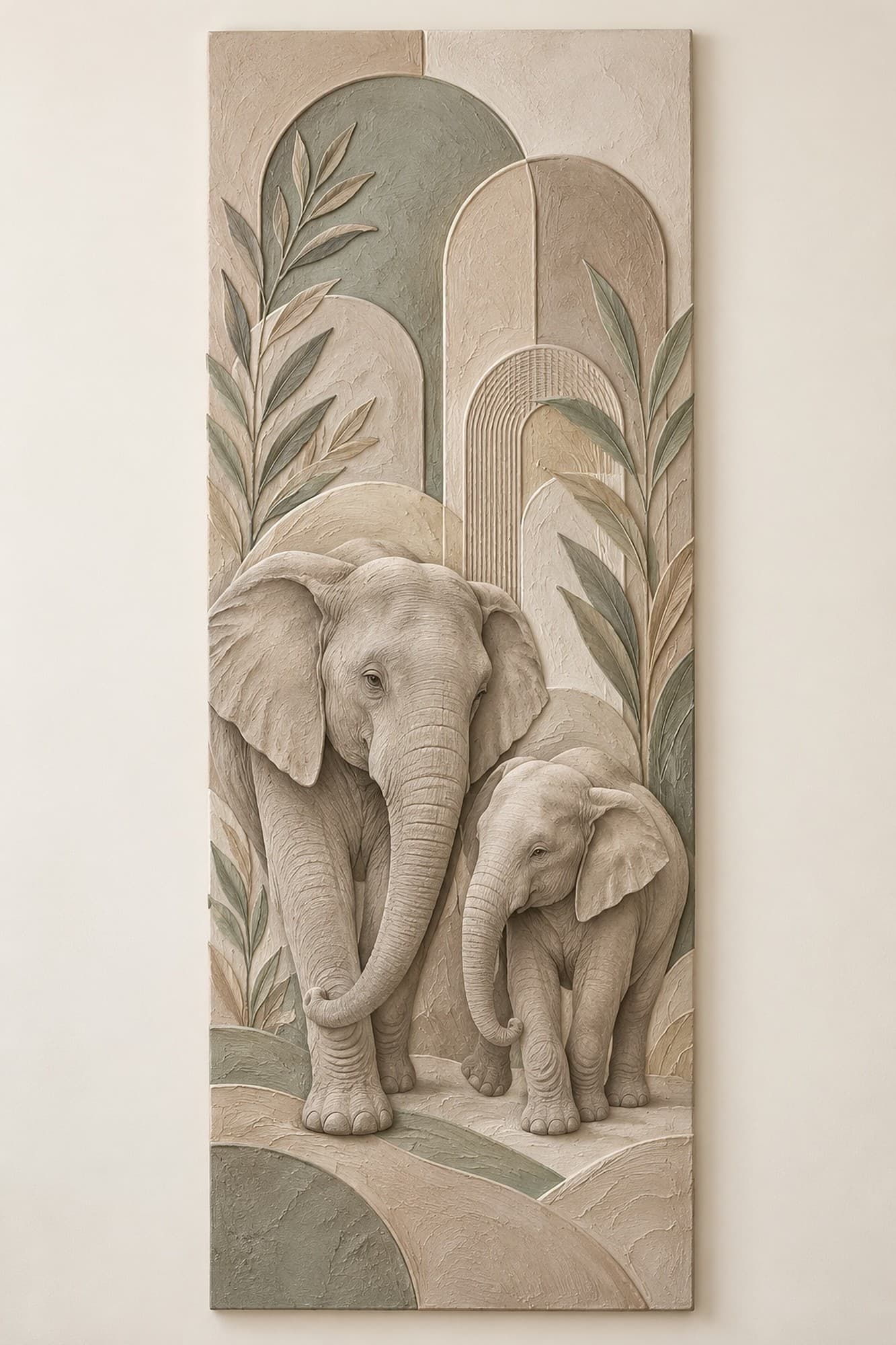 Concept render: Among the Arches from the front, tall elephant relief with layered arches