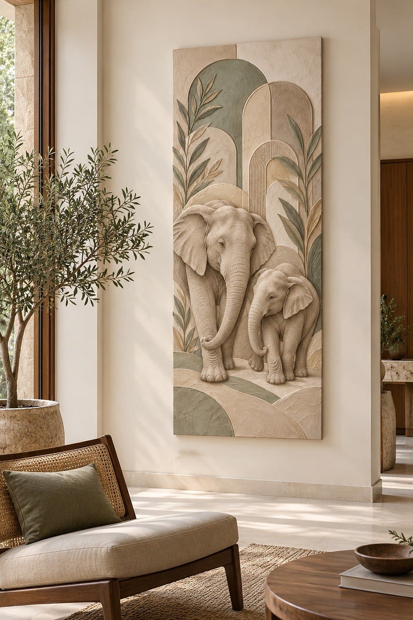 Room visualisation: a tall foyer wall