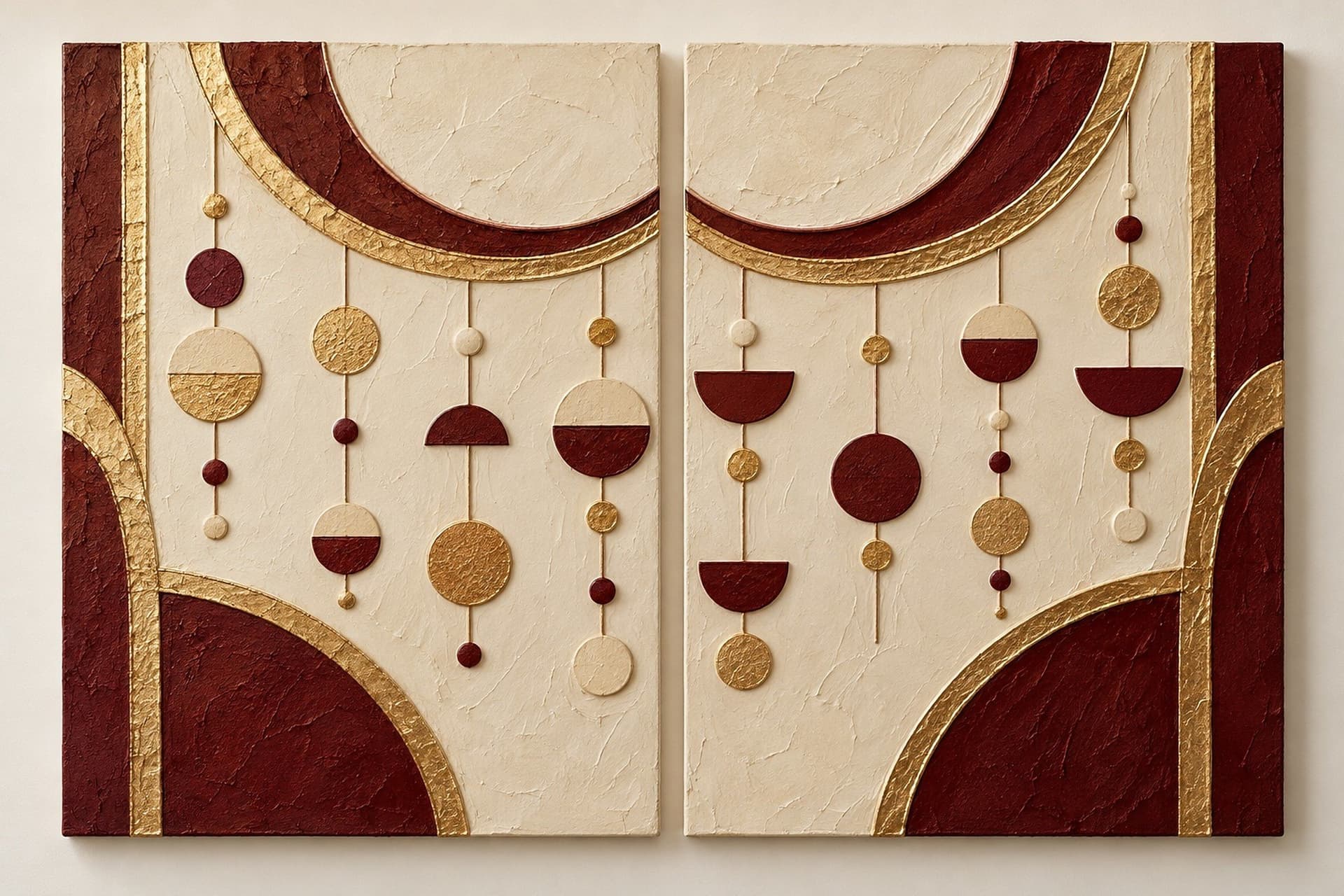 Concept render: Garland Lines from the front, two-panel doorway-garland relief wall art set