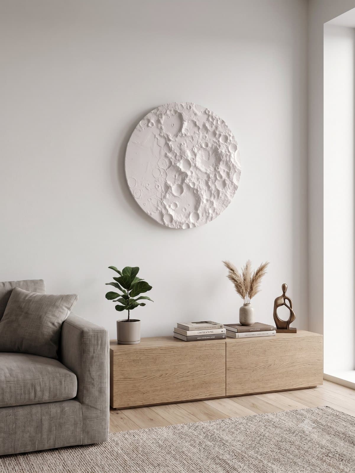 Room visualisation: The Moonie above a low cabinet in a living room