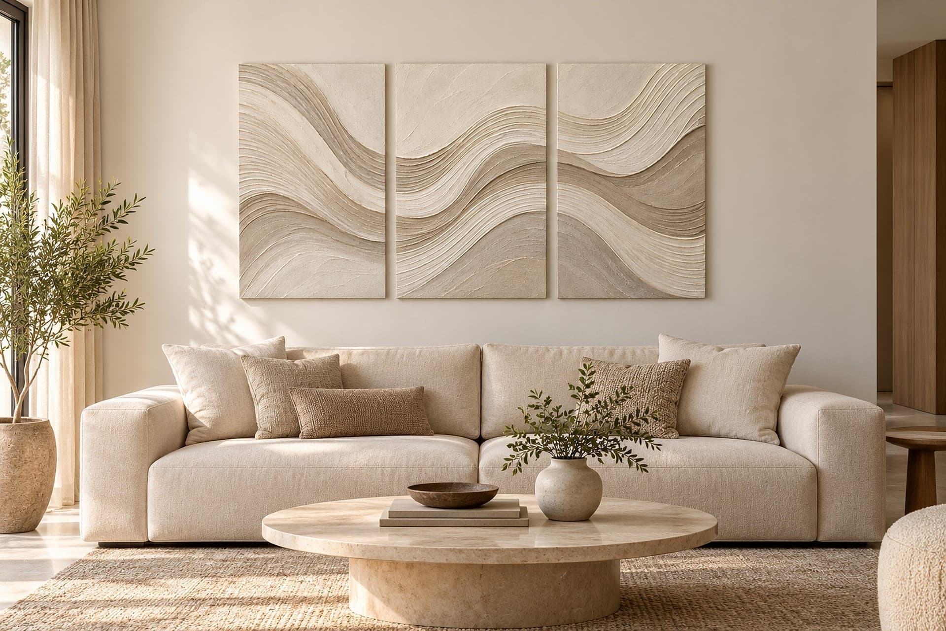 Room visualisation: concept render of The Pale Current in a living room above a sofa