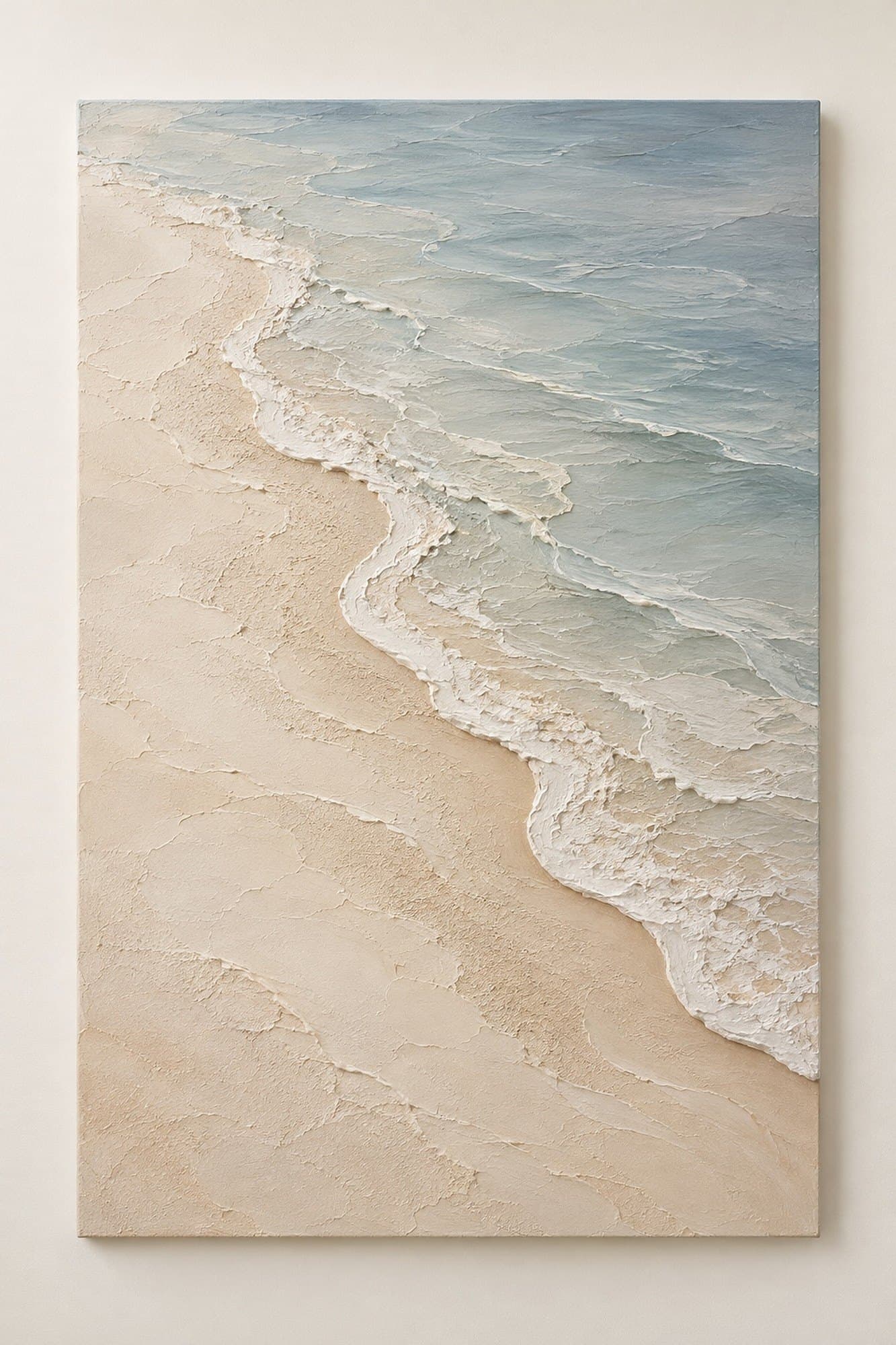 Concept render: The Quiet Shore from the front, quiet shore textured beach canvas art