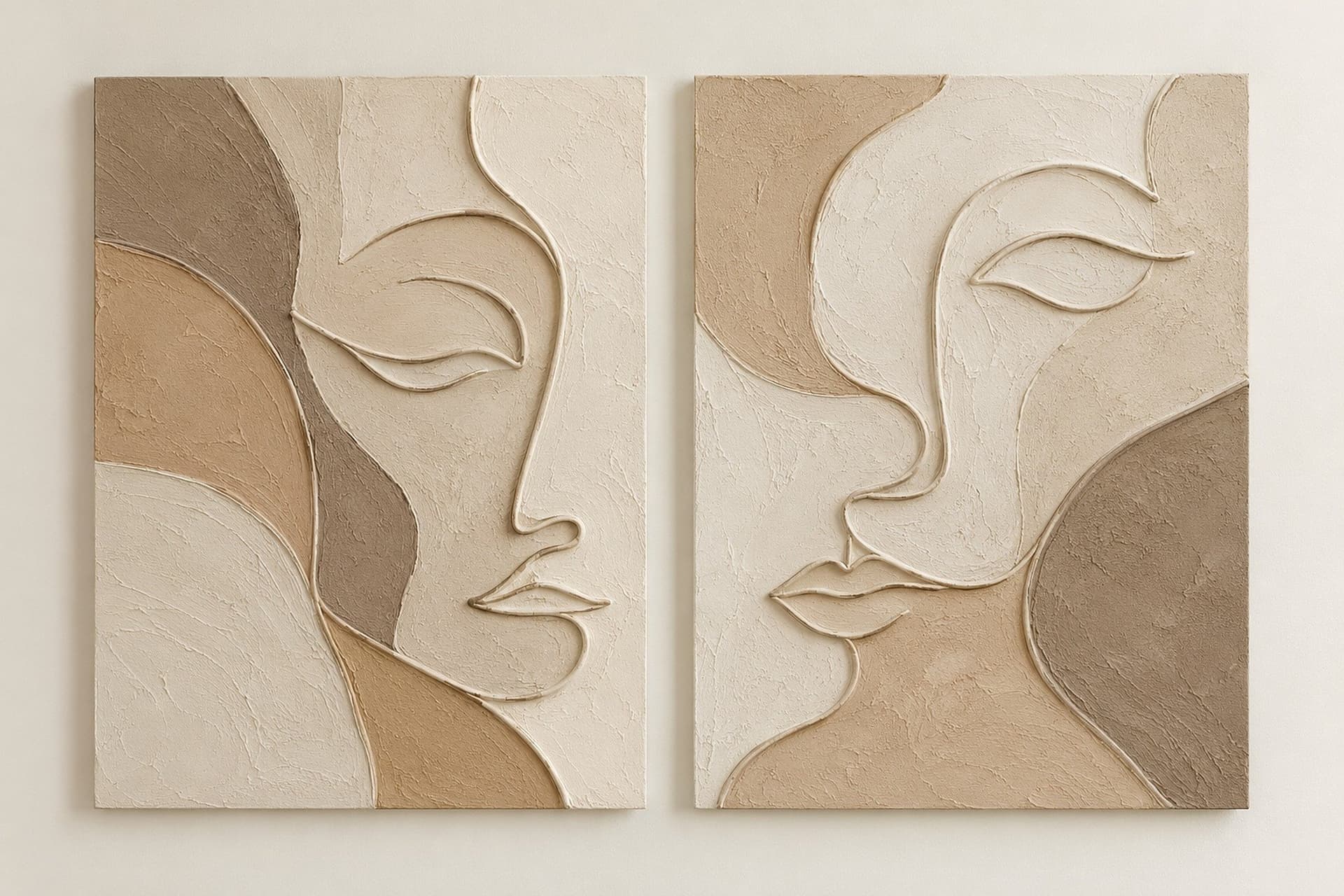 Concept render: Two Profiles, One Line from the front, two-panel continuous face relief set